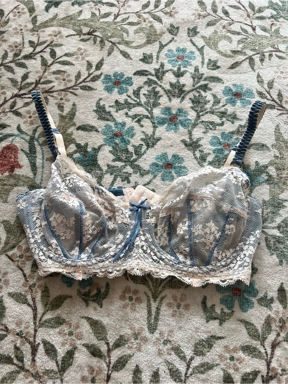 Elle Macpherson Intimates Bra Blue White Lace 34D
